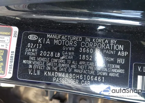 2017 Kia Rio Lx from USA, damaged, VIN KNADM4A30H6106461